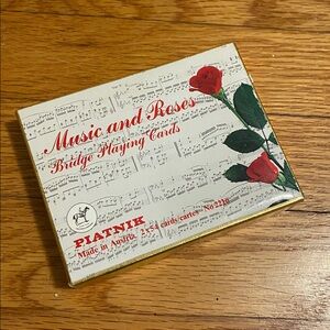 Piatnik Playing Cards 2 Decks ~ Vintage ~ GUC ~ Roses on Sheet Music ~ Austria